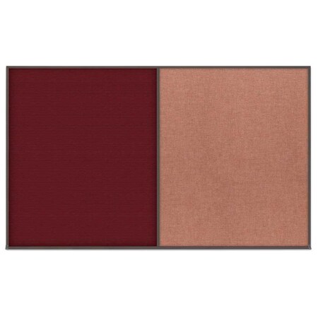 United Visual Products Triple Door Radius Corkboard, 72"x36", Hea, UV7015RC-SATIN-DBURGU UV7015RC-SATIN-DBURGU